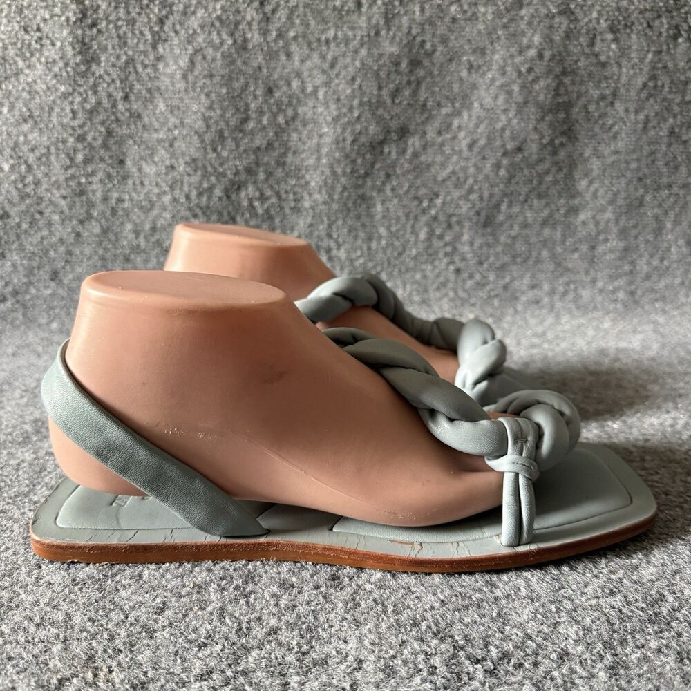 Zara Braided Slide Sandals Green Faux Leather Slip-On Women’s US 10 EU 41 - Picture 3 of 9